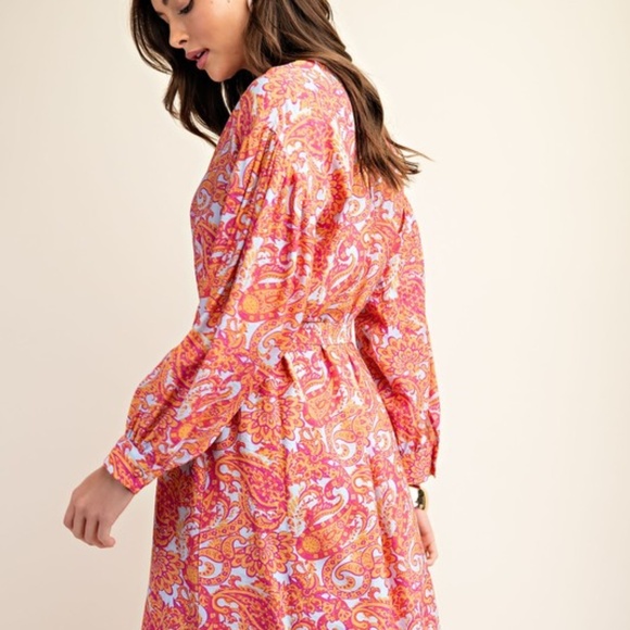 GiGio Button Down Satin Shirt Dress Violet Mix - Picture 2 of 3